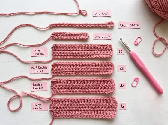Basic crochet stitches
