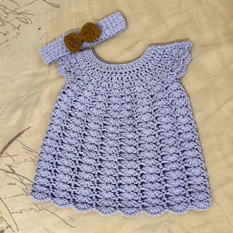 Crochet baby frock with headband