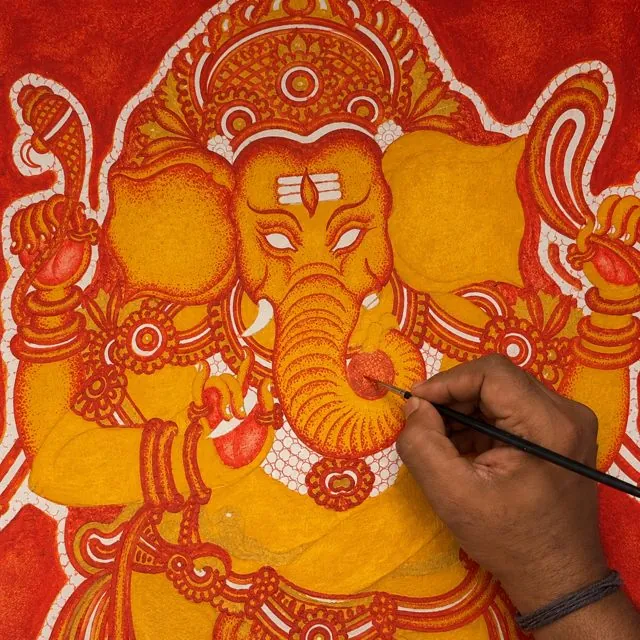 Detailing the trunk with a fine brush