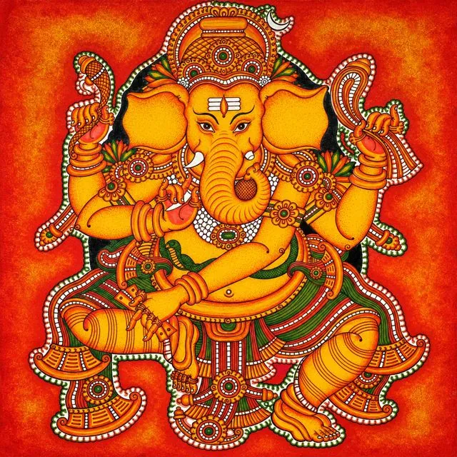 The finished dancing Ganesha mural painting